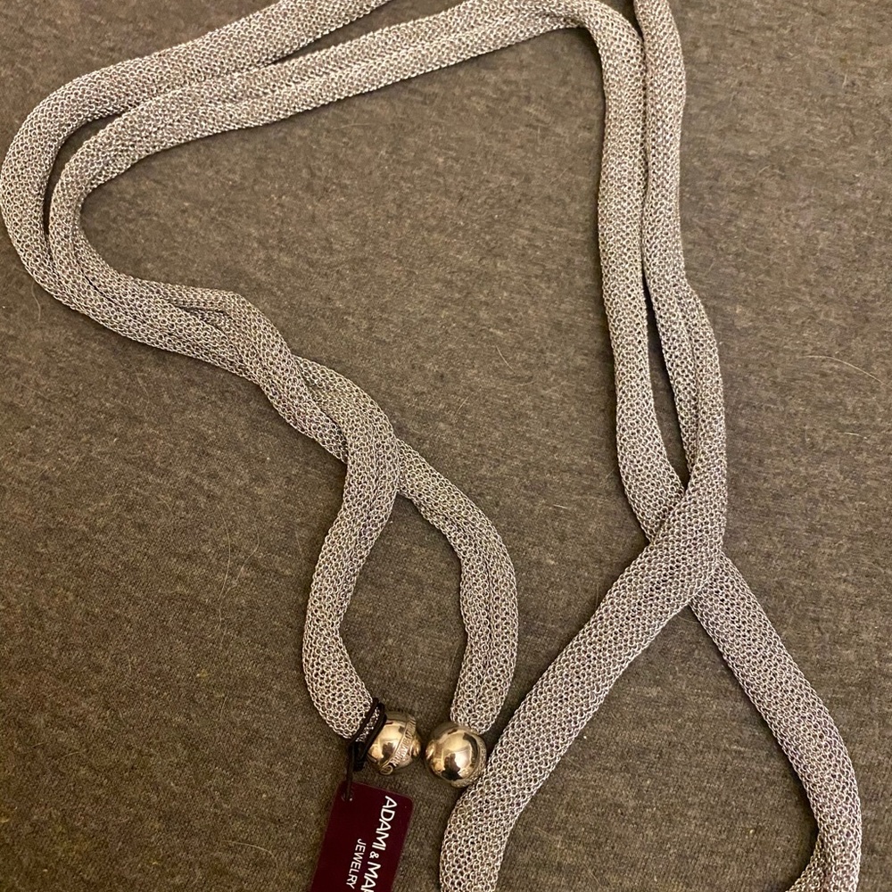 Adami & Martucci Silver Mesh Tie Lariat Necklace